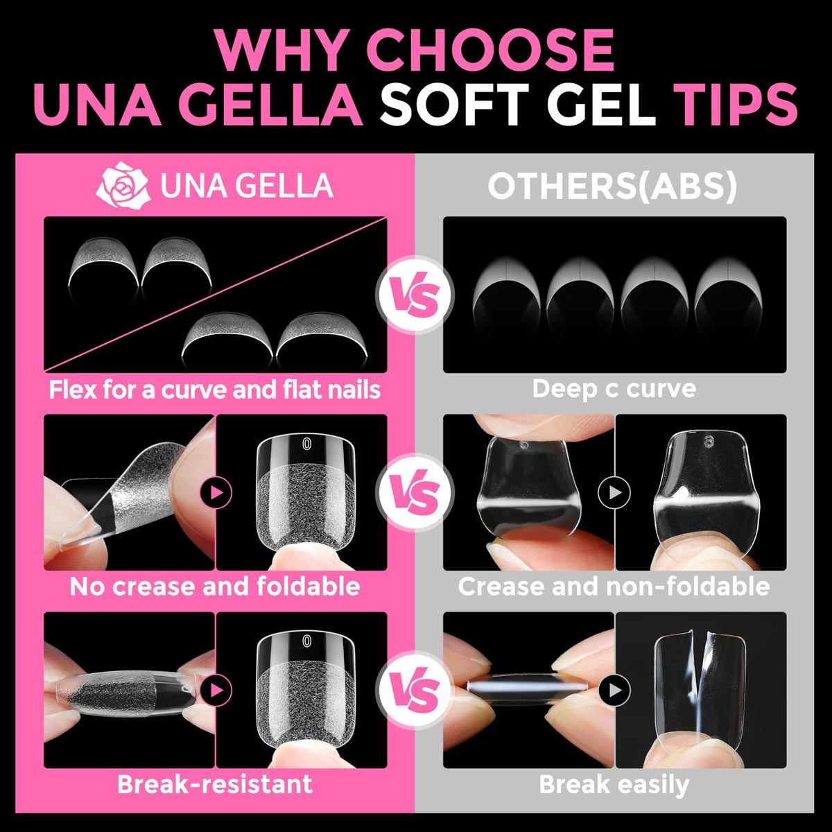 UNA GELLA nails applied during press-on step demonstrating easy at-home use
