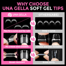 UNA GELLA nails applied during press-on step demonstrating easy at-home use