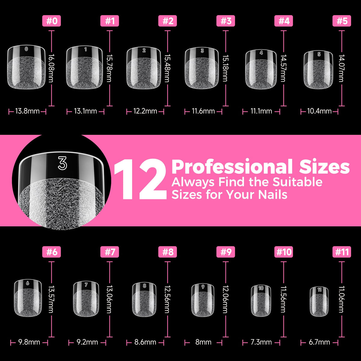 UNA GELLA clear tips with nail art applied showing smooth painting surface