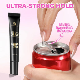 UNA GELLA used to attach press-on nails on hand showing neat, salon-like finish