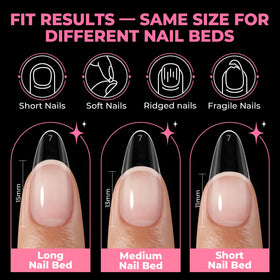 UNA GELLA scale comparison on fingertip showing realistic length and fit