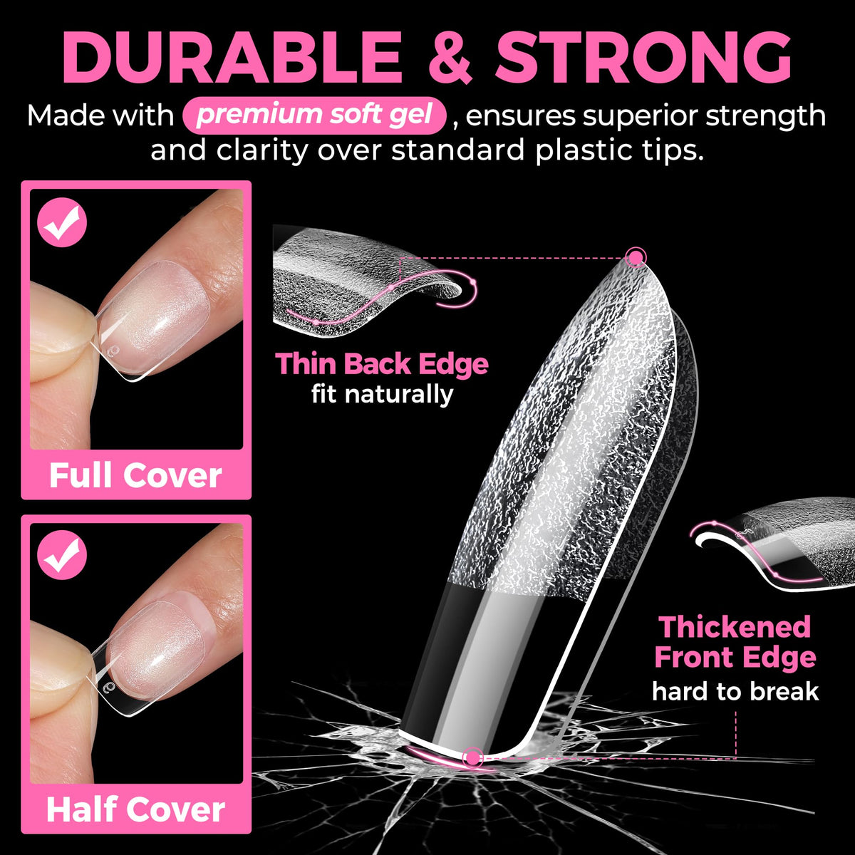 UNA GELLA half-matte surface texture that accepts polish and reduces glare