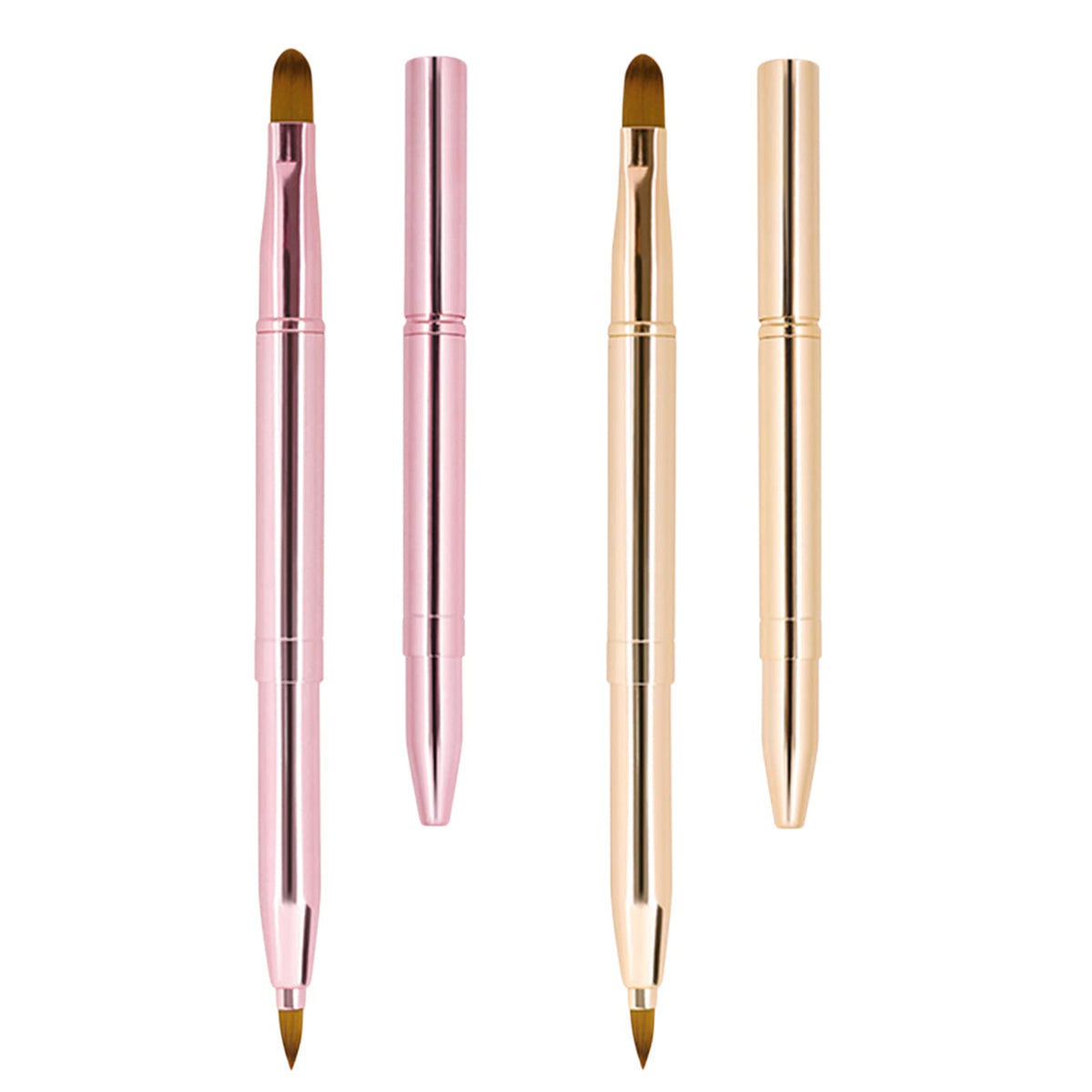 Unaone front view of dual-ended lip brush pack showing compact design and portability