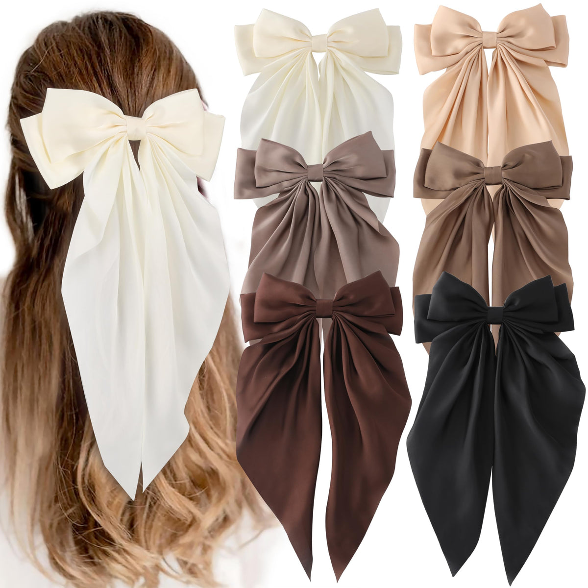 Unbednigt front packaging showing six neutral satin bows and neat arrangement, elegant gift appeal