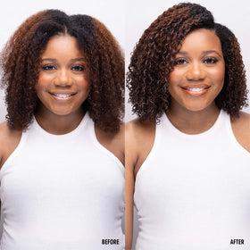 Uncle Funky's Daughter Curly Magic before and after curls showing reduced frizz