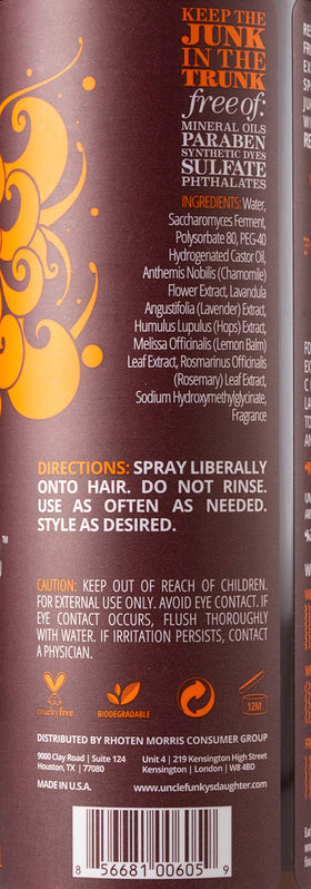 Uncle Funky's Daughter used after styling to refresh hair and maintain volume