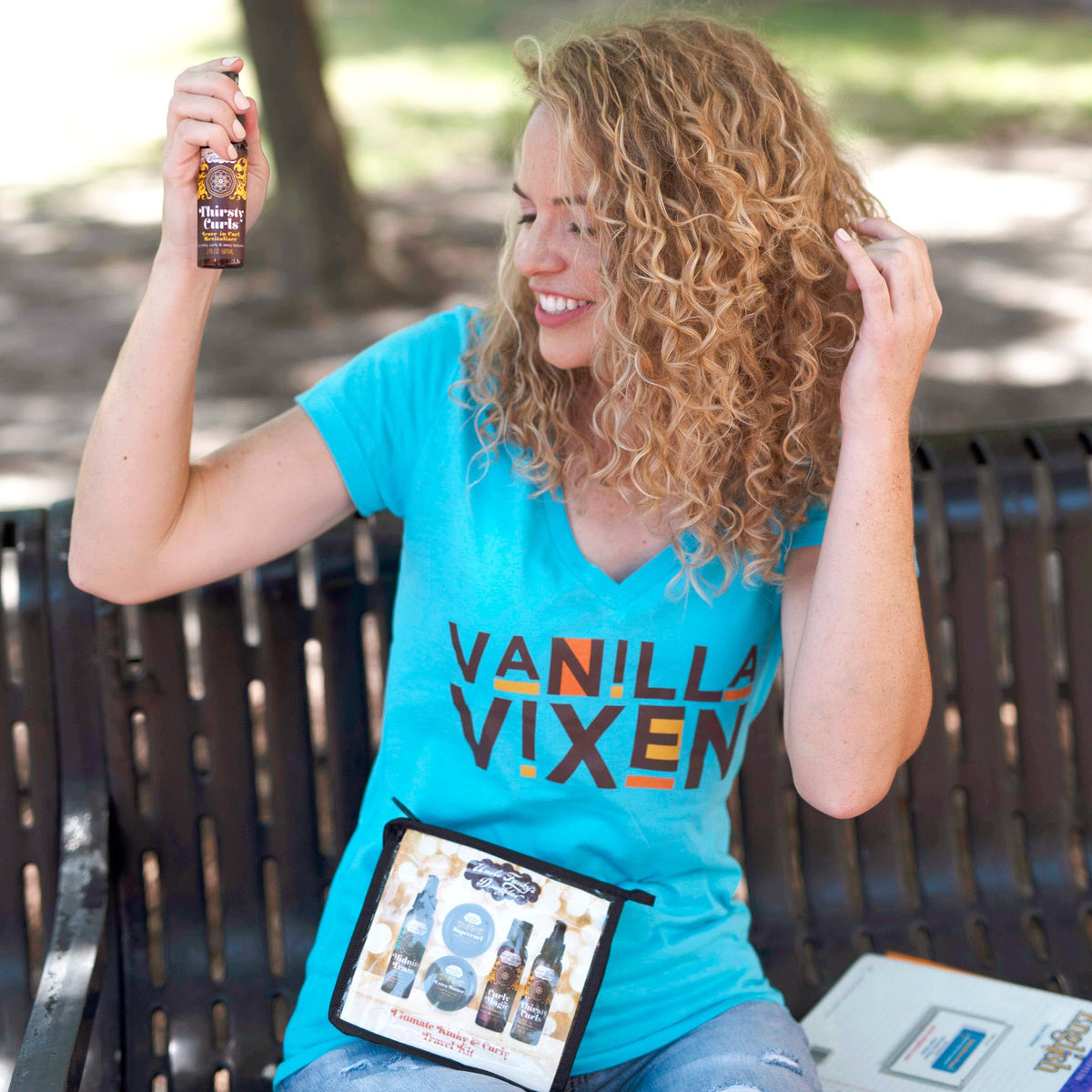 Uncle Funky's Daughter styled curls lifestyle image showing defined hydrated texture