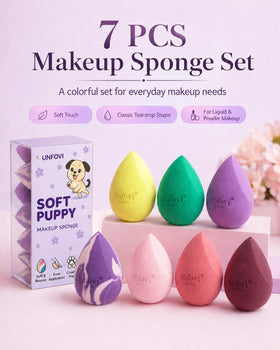 Unfovi seven sponges arranged to show varied colors and uses
