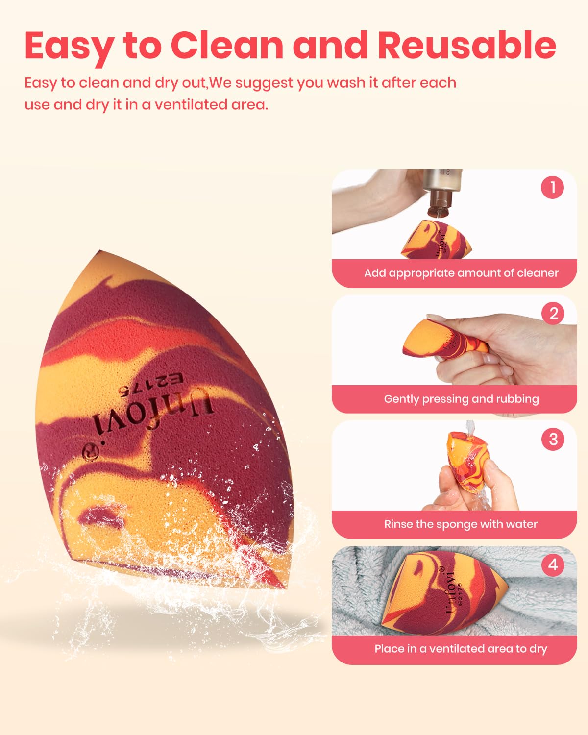 Unfovi travel pouch with sponges illustrating portability and hygiene