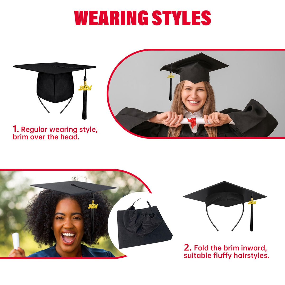 unibouti mortarboard worn with headband during ceremony for stability