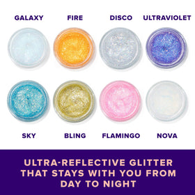 UNICORN SNOT Flamingo worn at festival setting for bold holographic sparkle and party-ready look