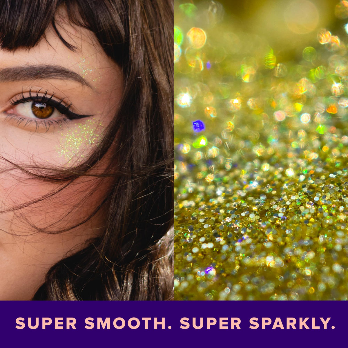 UNICORN SNOT hair streak with gold gel highlighting festival-ready shine