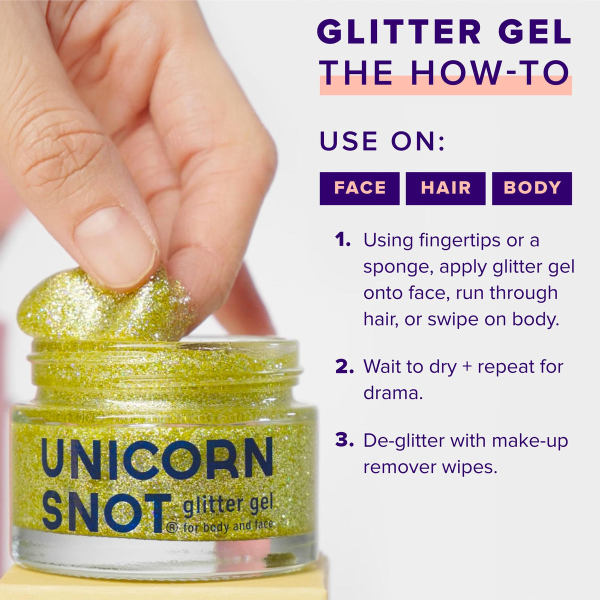 UNICORN SNOT jar next to a coin showing 1.7 oz size and portability benefit