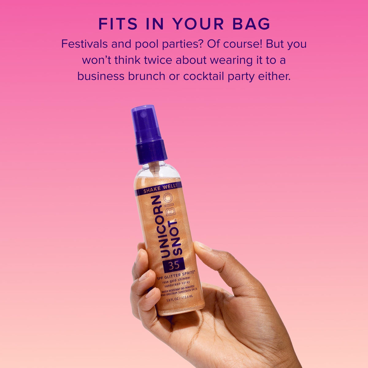 Unicorn Snot label detail highlighting SPF 35 and reef-safe formula