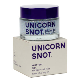 UNICORN SNOT model at festival wearing silver glitter gel for standout sparkle