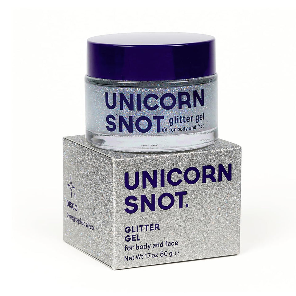 UNICORN SNOT silver jar front view showing product label and compact size for travel