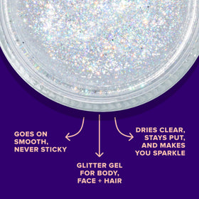 UNICORN SNOT swatch on hand displaying concentrated silver sparkle and easy blending