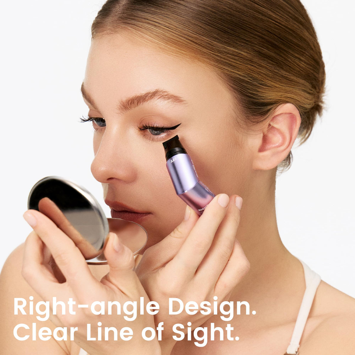 Unicos stamp in use at mirror demonstrating easy, fast wing placement