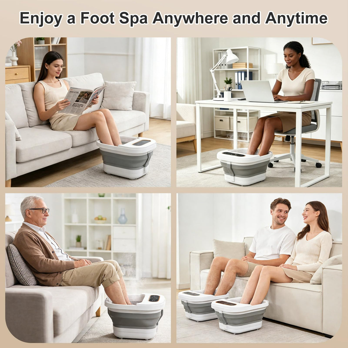 UNIFULL feet in use with bubbles illustrating soothing circulation benefit