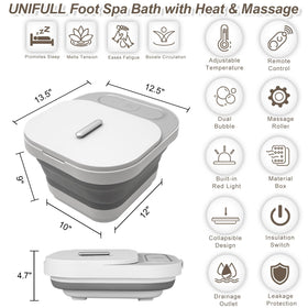 UNIFULL collapsed foot spa folded flat to save space and simplify storage