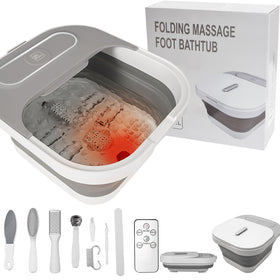 UNIFULL front view of foot spa showing tub and lid for quick warmth retention