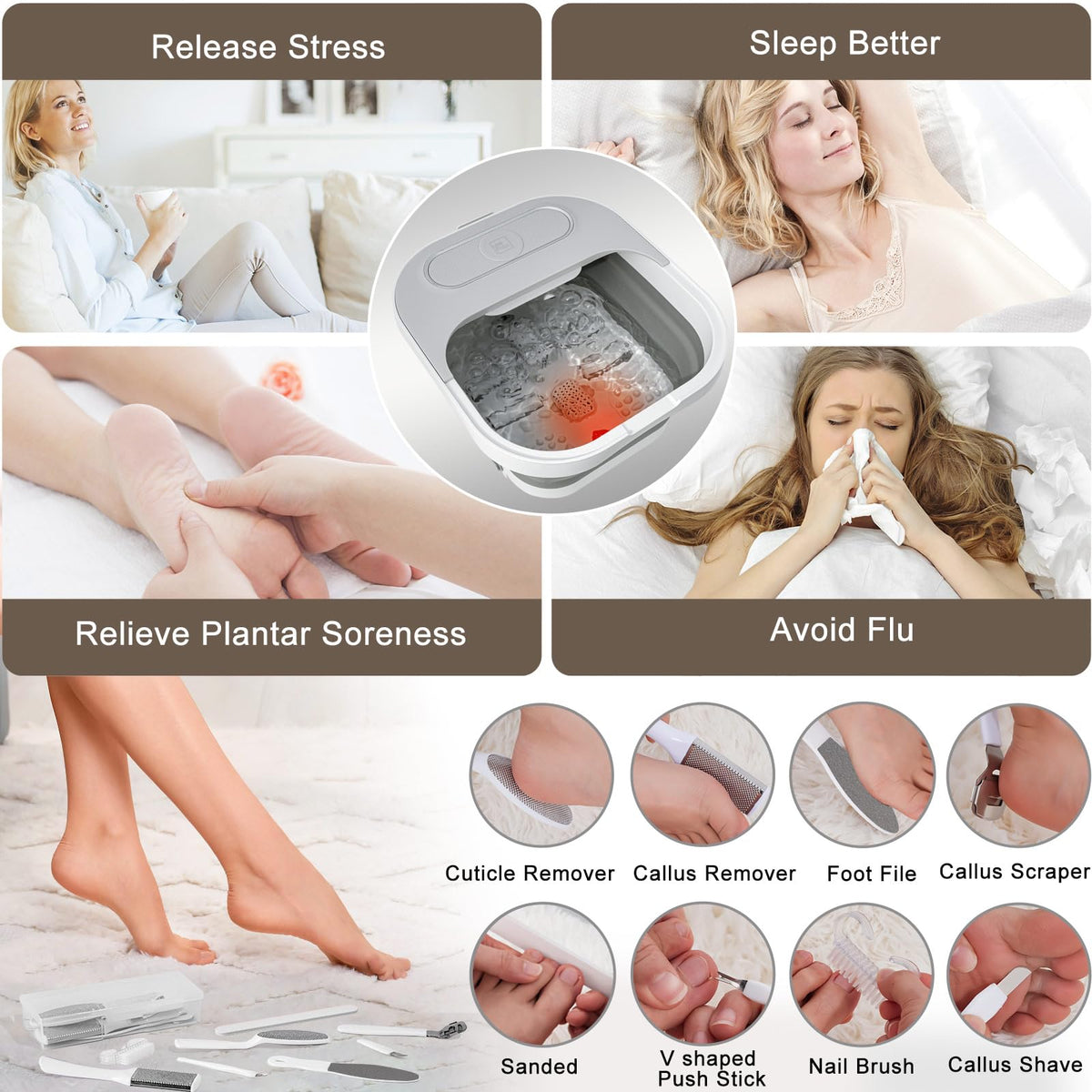 UNIFULL pedicure kit and material box included for organized at‑home treatments