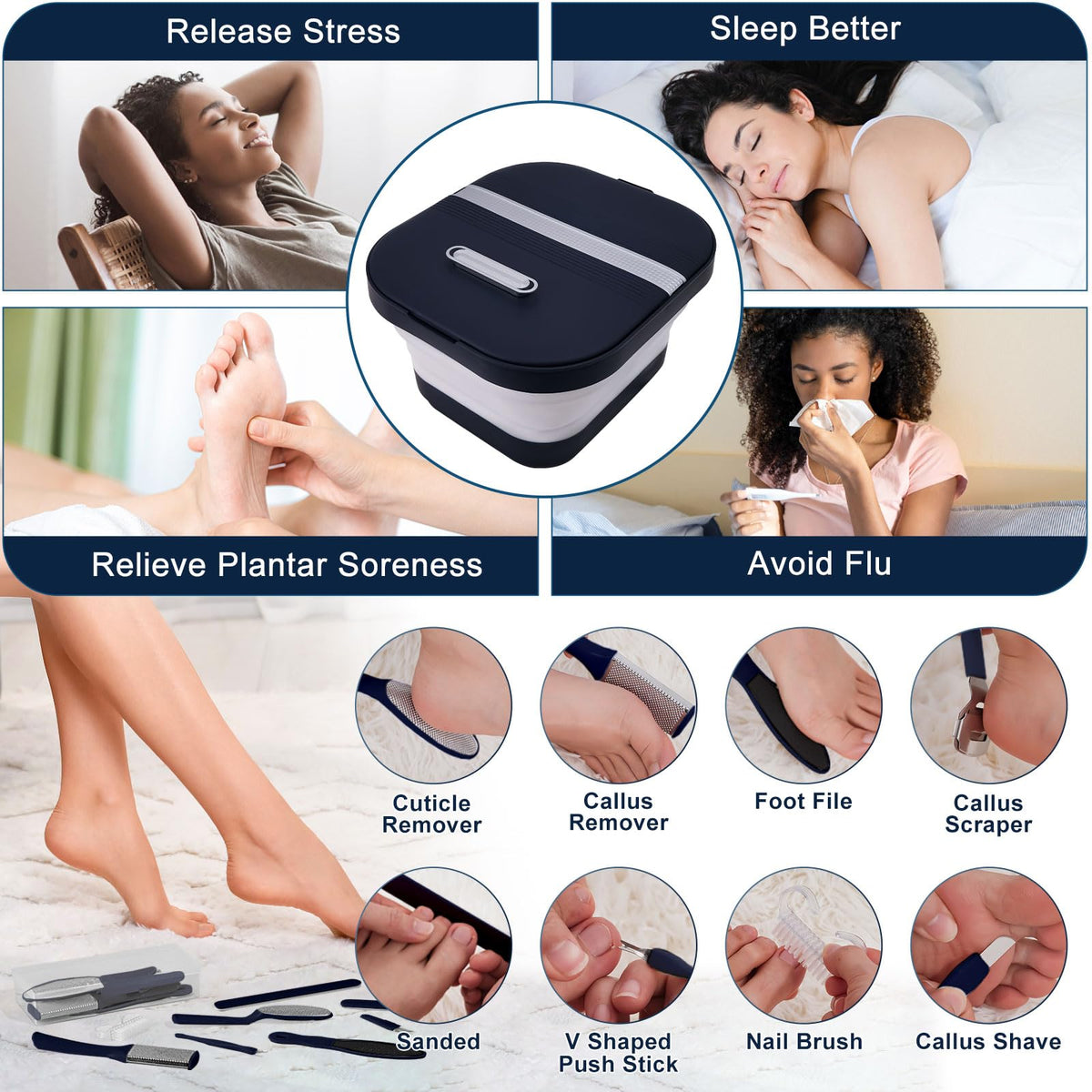 UNIFULL pedicure kit and material box organized for tidy at-home treatments