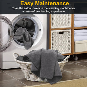 UNIMADE stacked towels on spa shelf showing organized professional storage
