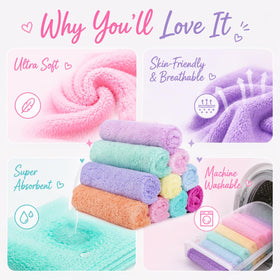 UNIMADE stacked colorful towels showing easy organization by purpose