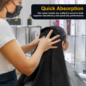 UNIMADE stylist using towel to dry client hair for faster salon workflow