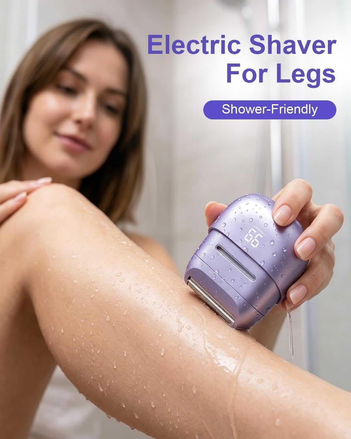 unimiko shaving in shower showing waterproof wet/dry convenience