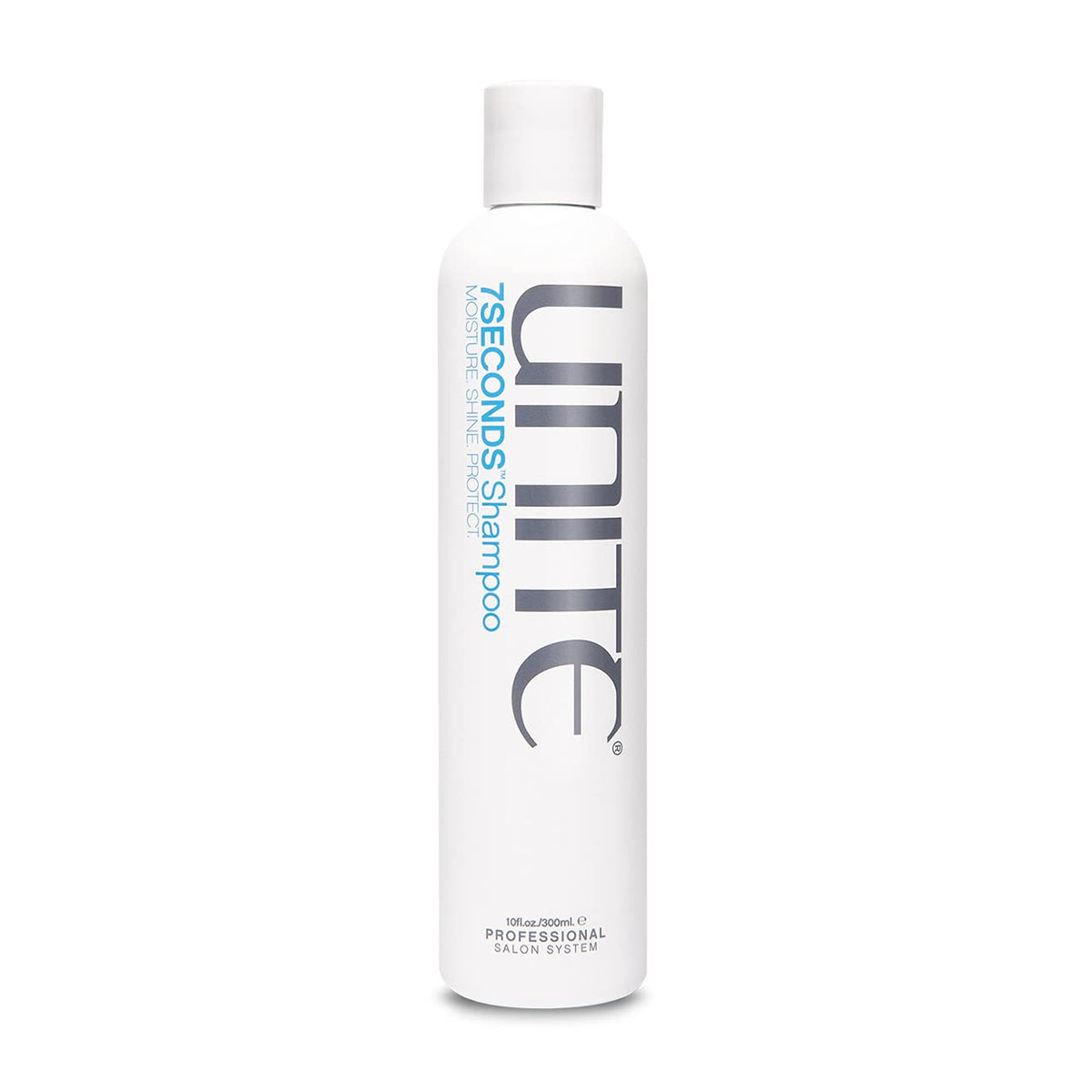UNITE 7SECONDS shampoo front label showing size and formula benefits