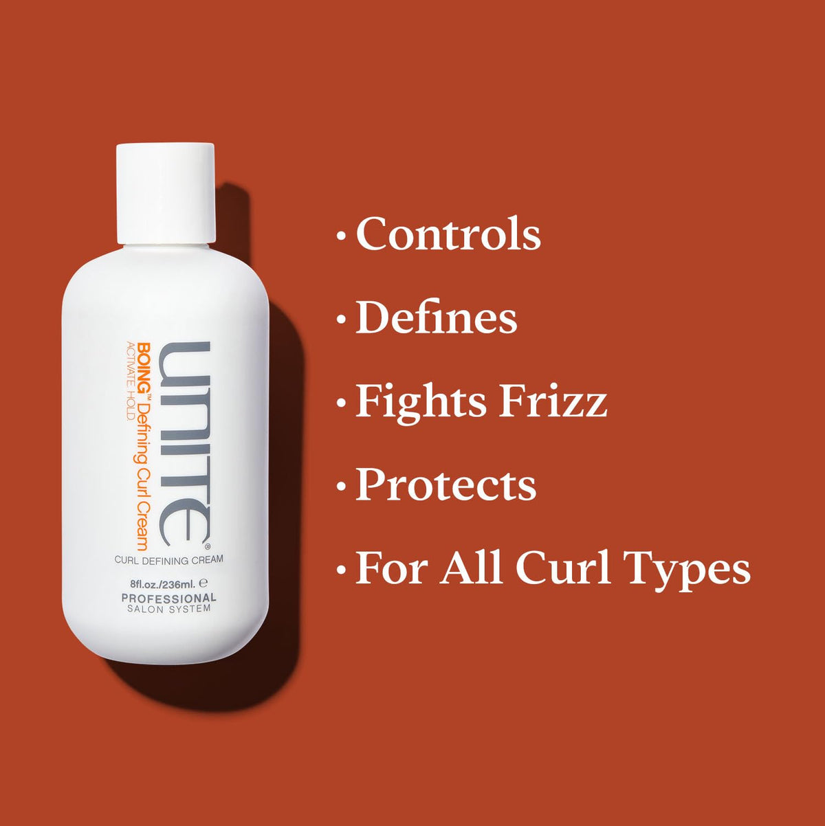 UNITE BOING applied to damp curls demonstrating definition benefits