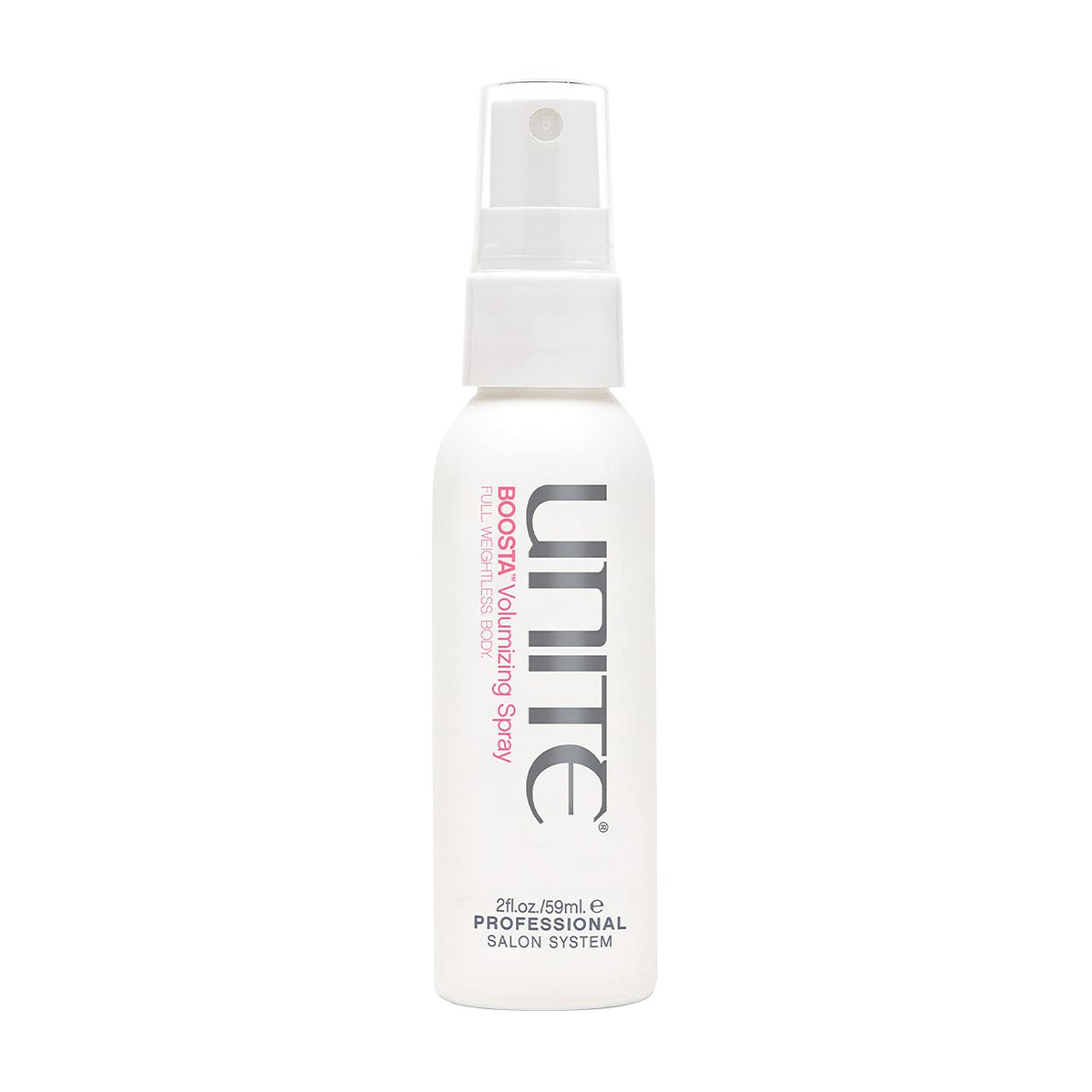 UNITE BOOSTA front bottle showing compact travel packaging and benefits