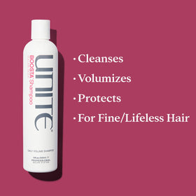 UNITE BOOSTA thick lather close-up on hand demonstrating gentle buildup removal and moisture