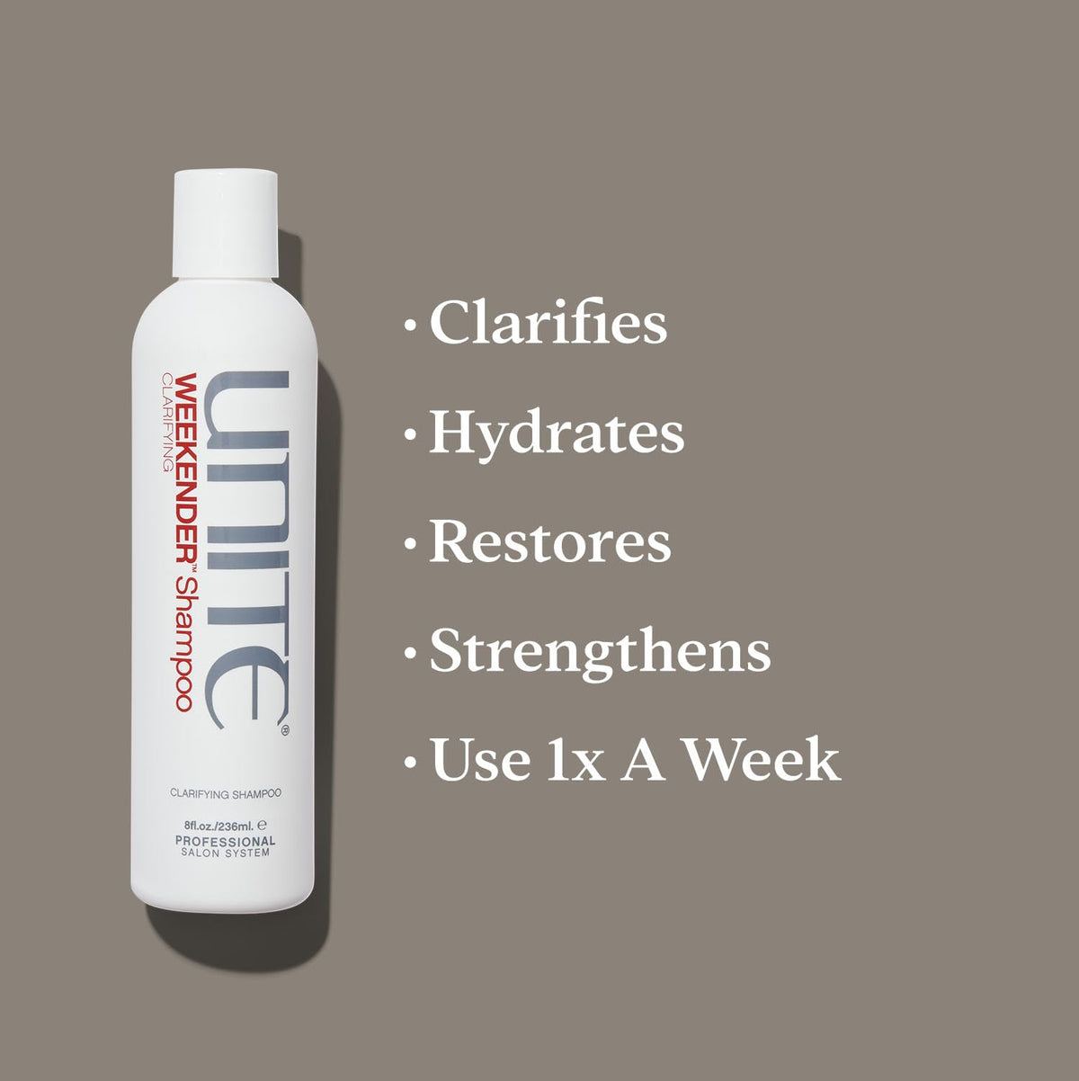 UNITE Hair WEEKENDER in salon setting being applied to wet hair for a weekly reset