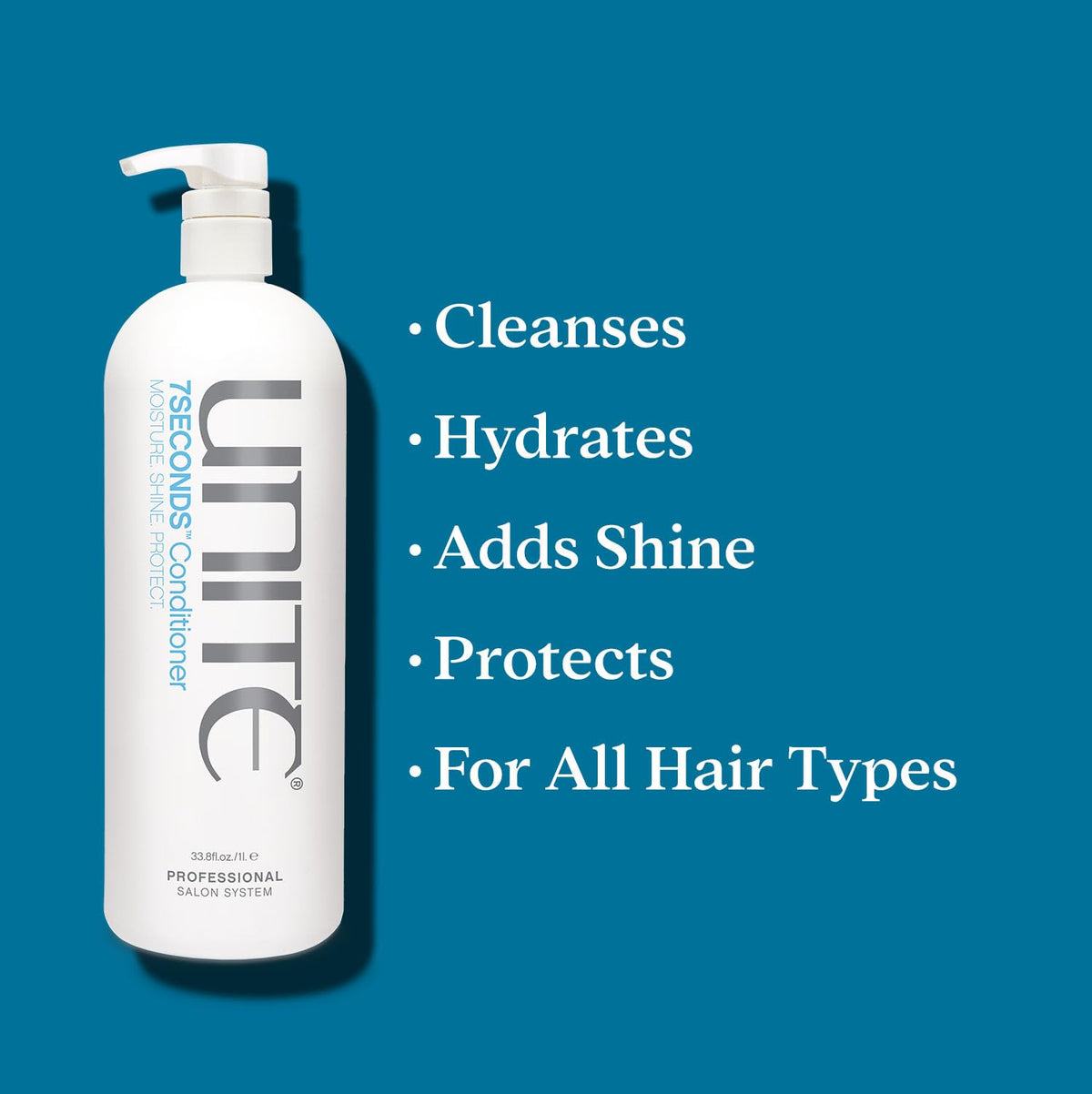 UNITE conditioner applied in shower to damp hair for quick one to three minute treatment