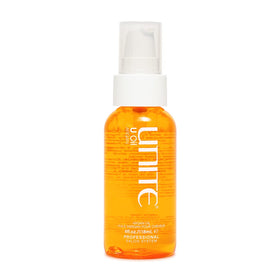 UNITE U Oil front bottle shot showing size and label for travel-friendly shine