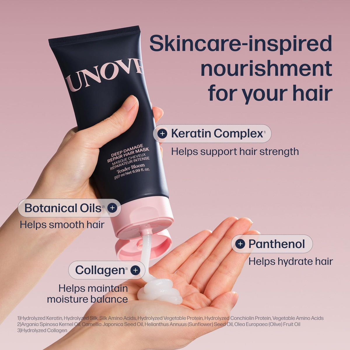 UNOVE being applied on damp hair showing fast, easy treatment
