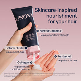 UNOVE being applied on damp hair showing fast, easy treatment