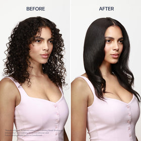UNOVE after-use sleek shiny hair demonstrating reduced frizz and glossy finish