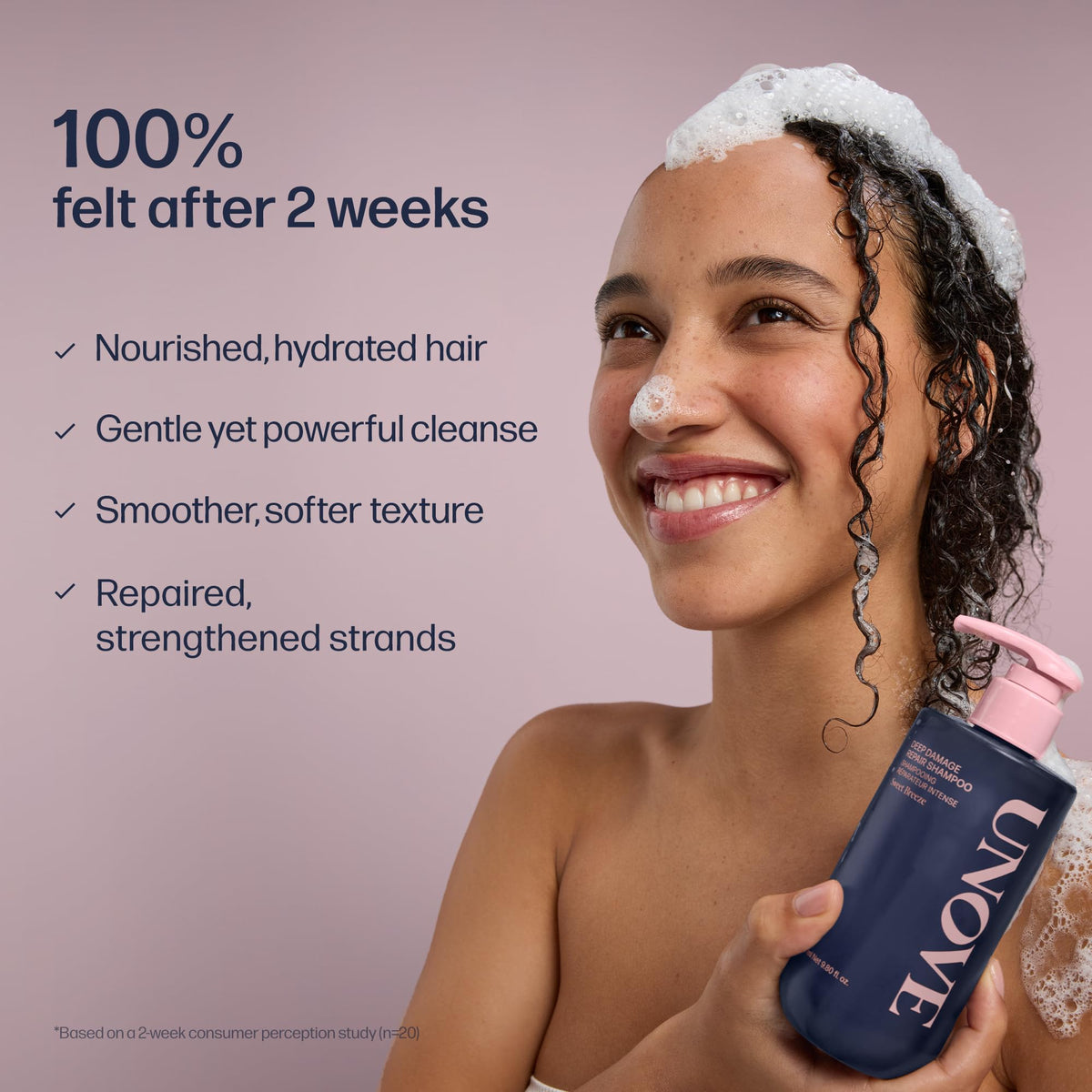 UNOVE before and after hair comparison showing smoother, healthier benefit