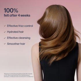 UNOVE shampoo lathered in wet hair demonstrating gentle cleanse and frizz control