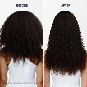 UNOVE before and after comparison illustrating improved shine and reduced frizz