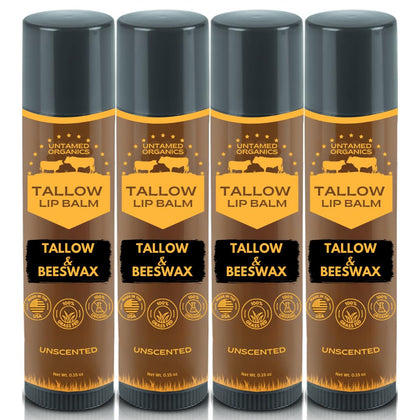 Untamed Organics front packaging showing four balm tubes and brand logo for convenient storage