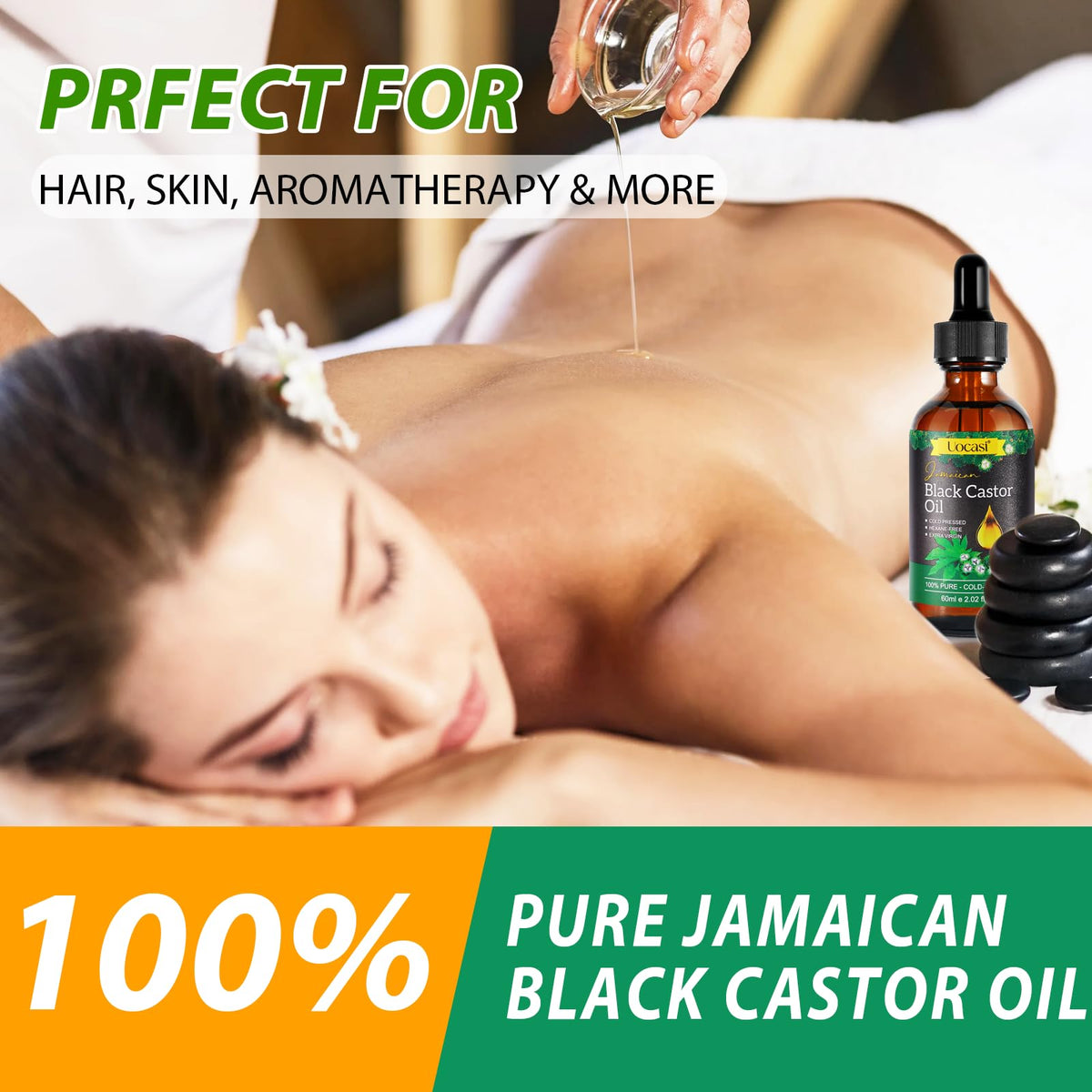 Uocasi used on hair ends illustrating smoothing and conditioning benefits