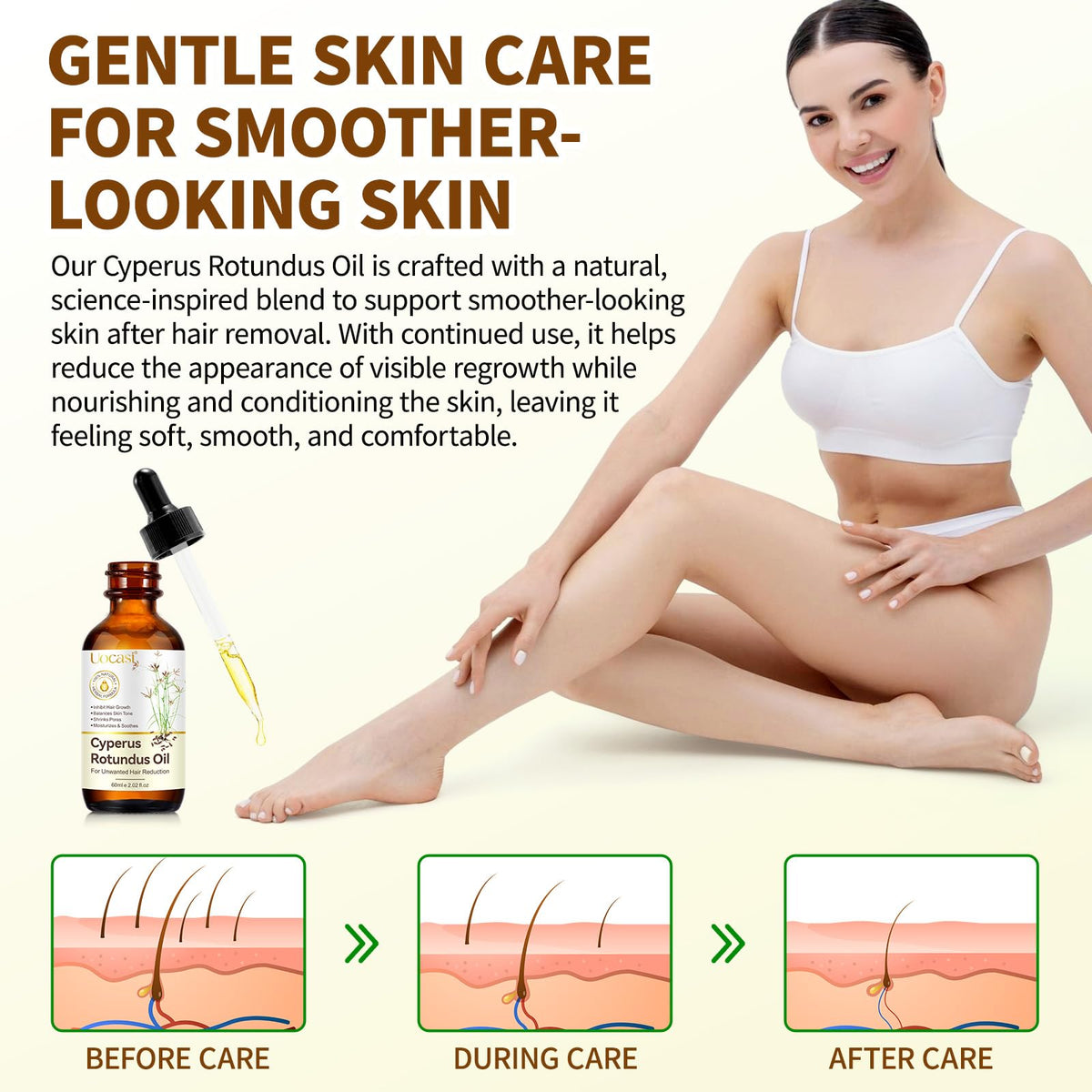 Uocasi lifestyle image in bathroom routine suggesting easy daily post-removal use