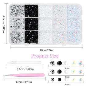 Uotey tweezers and pickup pen with scattered gems demonstrating precise placement benefit