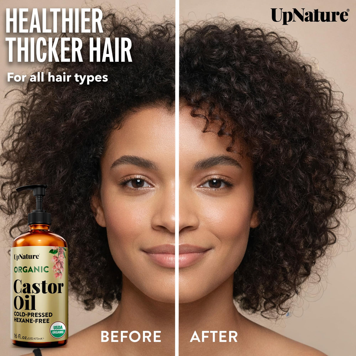 UpNature castor oil close texture shot highlighting nutrient-rich sheen