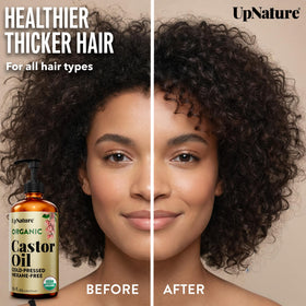 UpNature castor oil close texture shot highlighting nutrient-rich sheen